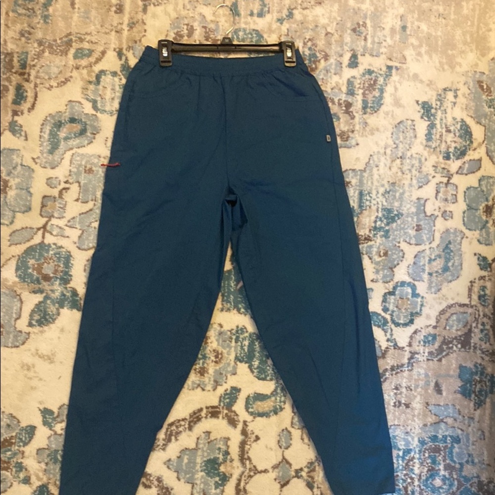 Blue Tapered Hiking Pants with Elastic Waistband